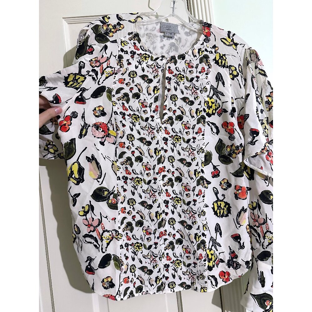 Grey By Jason Wu Flutter Open Sleeve Silk Shirt B… - image 7